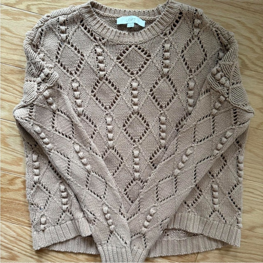 LOFT Bobble Knit Sweater in Camel – Size S